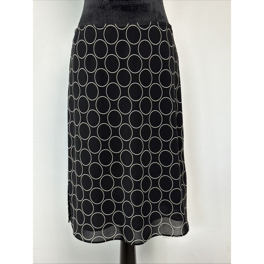 New York & Company Black Midi Skirt With Tan Circles-Size Medium